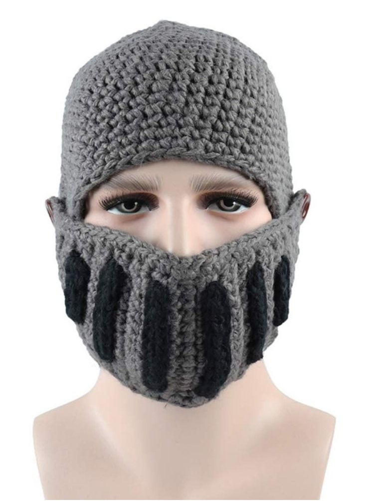 Generic - Roman Knight Helmet Winter Warm Hat, Visor Crochet Knit Beanie Hat Mask Set Handmade Winter Knit Beanie Hat Winter Roman Knight Knit Hat Earflap Ski Hat Winter Knitted Hat for Adult Kids - Image 1