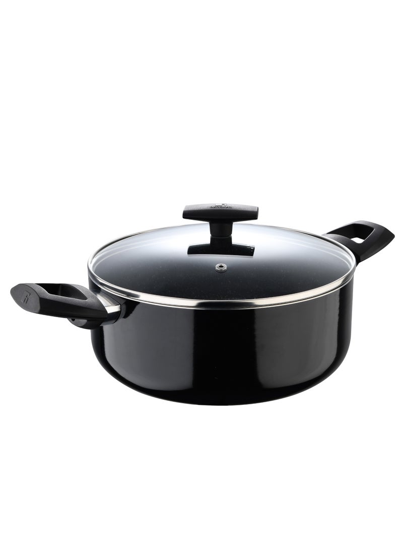 BERGNER SHINE 7PCS COOKWARE SET, PRESSED ALUMINUM COOKING SET, MARBLE+ NON-STICK COATING COOKWARE, INDUCTION BOTTOM COOKING POT SET, SUITABLE FOR ALL STOVES, BLACK COLOR, BG34660BK - Image 2