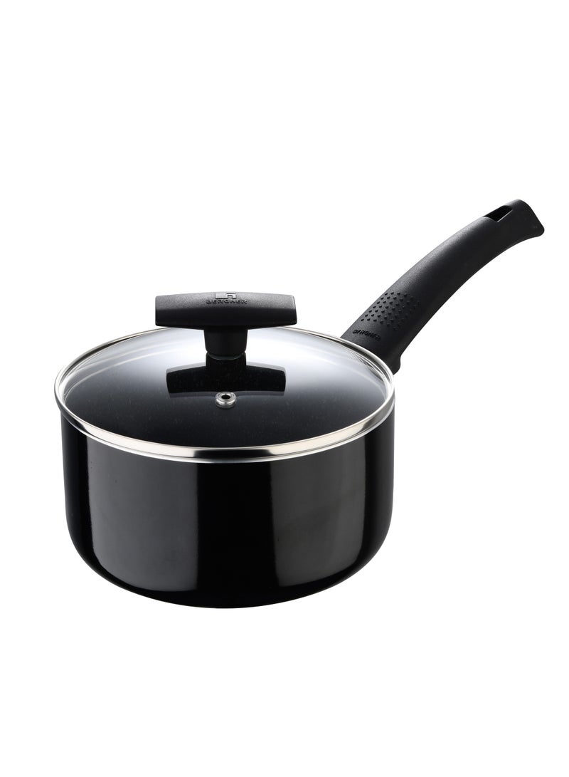 BERGNER SHINE 7PCS COOKWARE SET, PRESSED ALUMINUM COOKING SET, MARBLE+ NON-STICK COATING COOKWARE, INDUCTION BOTTOM COOKING POT SET, SUITABLE FOR ALL STOVES, BLACK COLOR, BG34660BK - Image 3