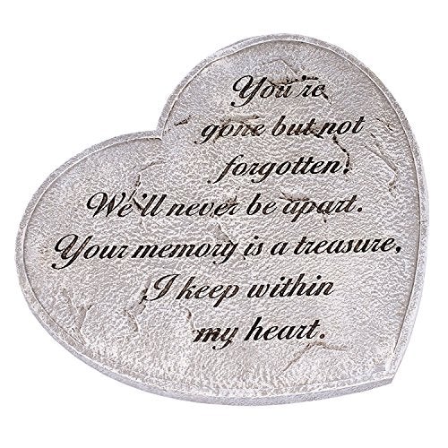Roman Roman Gone But Not Forgotten Bereavement Heart Shaped 11 in. Garden Stepping Stone  - Image 1