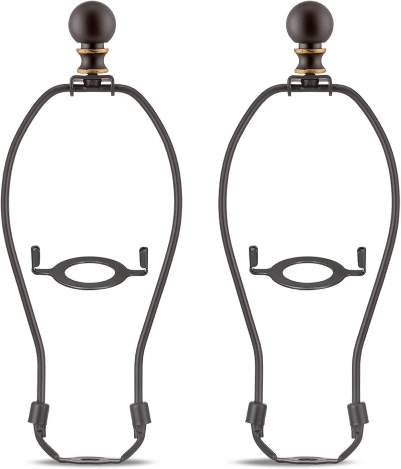 Qc Bronze Uno Lamp Finial Set - 8 Inch, 2 Lamp Shade Holders, Standard Saddle Adapter, Fitter for Table & Floor Lamps - Image 1