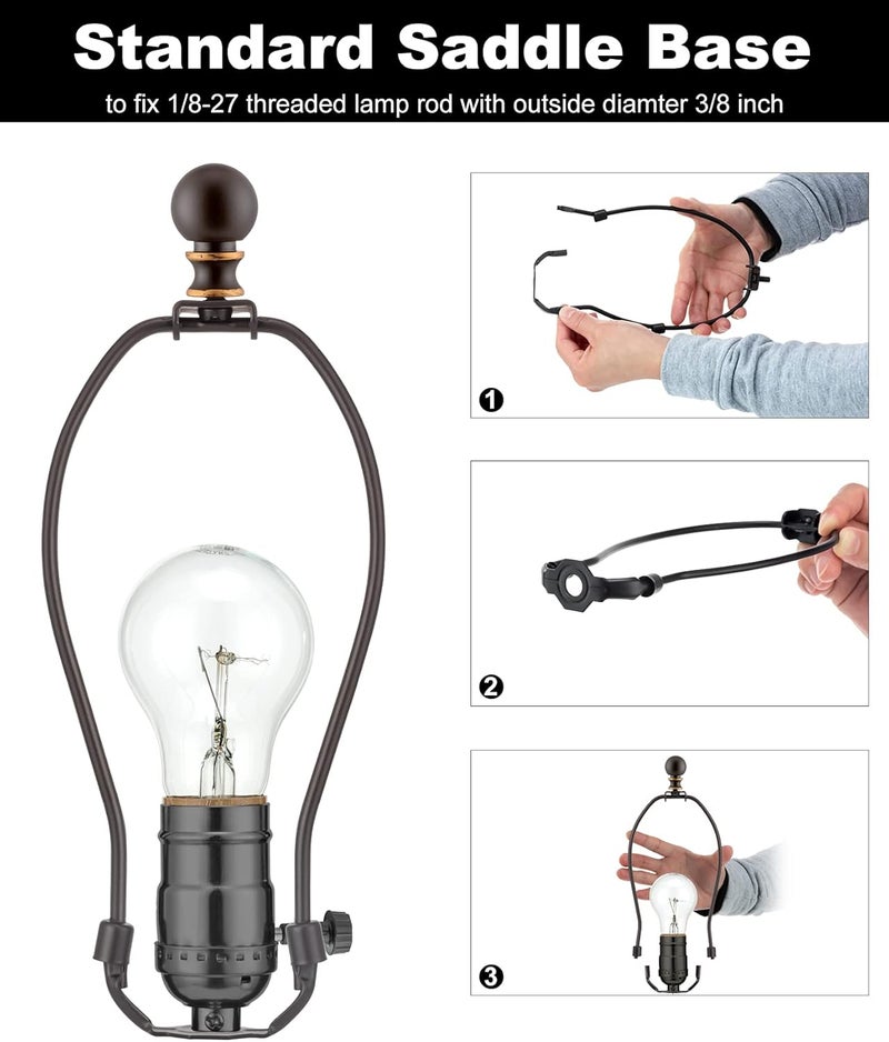 Qc Bronze Uno Lamp Finial Set - 8 Inch, 2 Lamp Shade Holders, Standard Saddle Adapter, Fitter for Table & Floor Lamps - Image 4