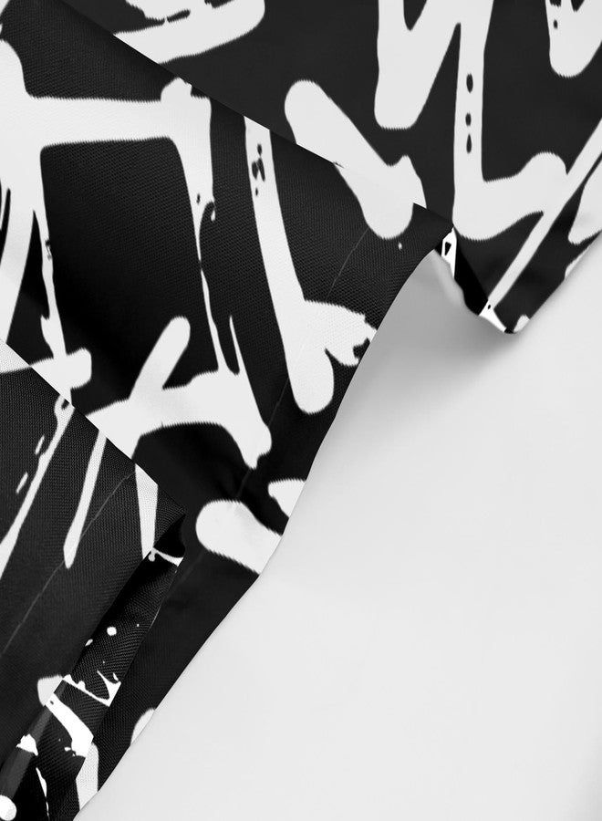 Emvency White Graffiti Shower Curtain Print Abstract Tags Letters Without Meaning Hand Drawing Street Retro Old School Black Polyester Fabric Bathroom Curtain 72x72 Set with Hooks - Image 5