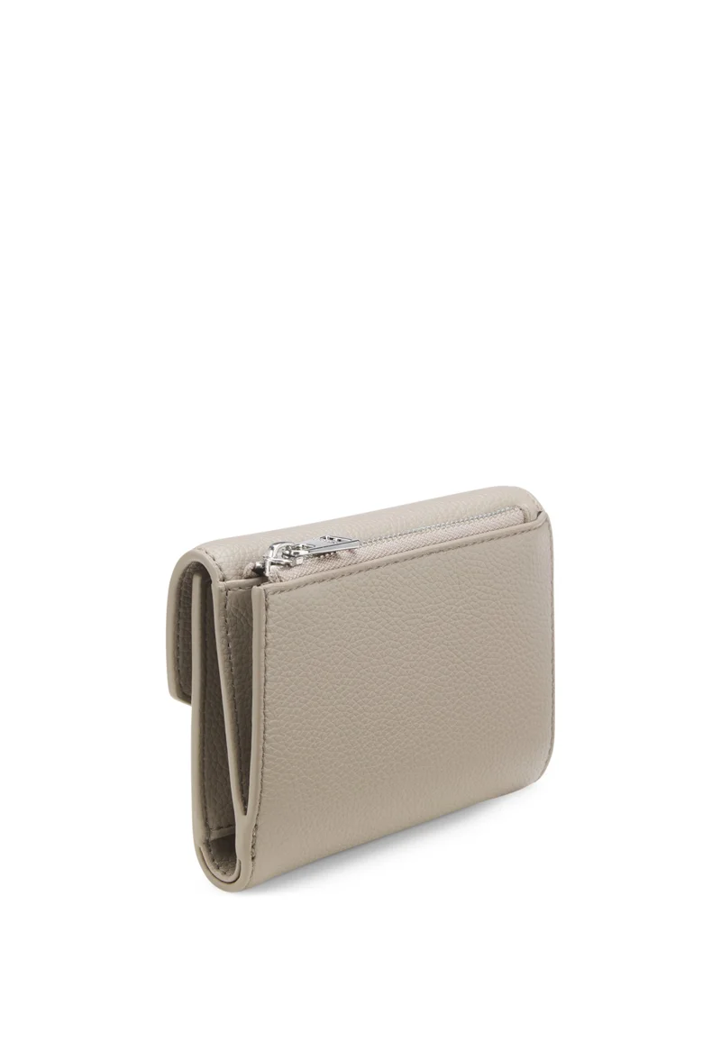 HUGO Grained faux-leather flap wallet with stacked-logo trim
