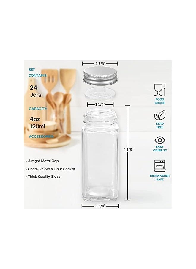 Generic - 24 Glass Spice Jars Set with 2 Sheets of Labels - Kitchen Empty Spice Jars with Shaker Lids Seasoning Jars Seasoning Containers, Spice Storage Empty Spice Jars Spice Organization - Image 1