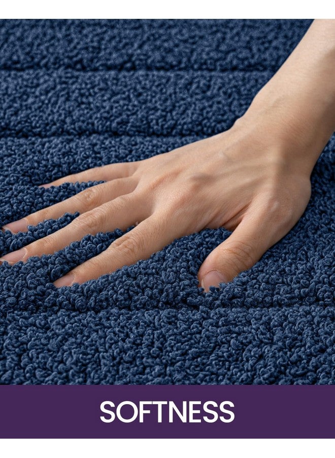 DEXI Bathroom Rug 36x24, Non Slip Washable Bath Mat for Shower Floor, Absorbent Soft Bathmat with Rubber Backing, Quick Dry Microfiber Carpet, Navy - Image 3