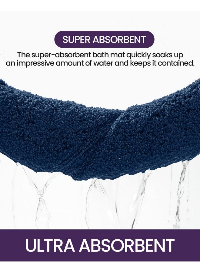 DEXI Bathroom Rug 36x24, Non Slip Washable Bath Mat for Shower Floor, Absorbent Soft Bathmat with Rubber Backing, Quick Dry Microfiber Carpet, Navy - Image 4