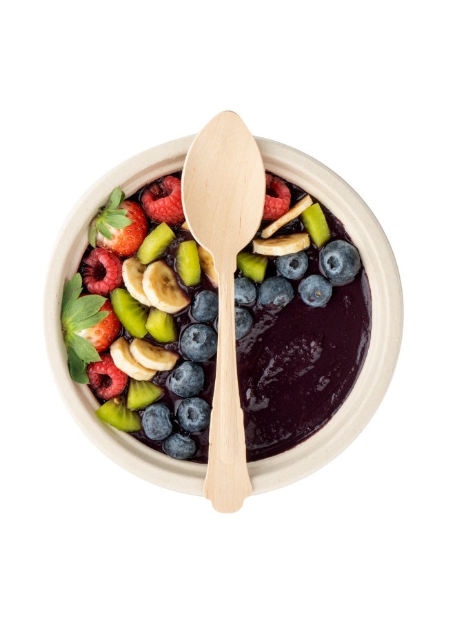 Restaurantware 7.9 Inch Disposable Wooden Spoons, 500 Eco-Friendly Spoons - Baroque Style, Durable, Natural Wood DurableSpoons, Splinter-Free, Cutlery For Parties Or Catering - Image 2