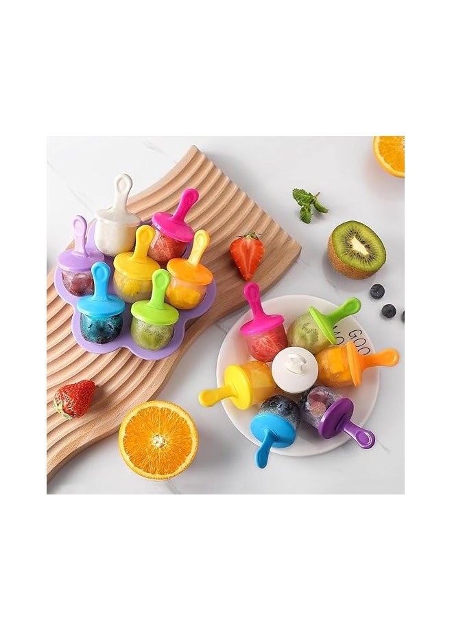 Spaceshoop Silicone Popsicle Molds, 7-Cavity DIY Ice Pop Mold with Colorful Sticks, Homemade Ice Cream Molds for Kids Multicolor  - Image 2