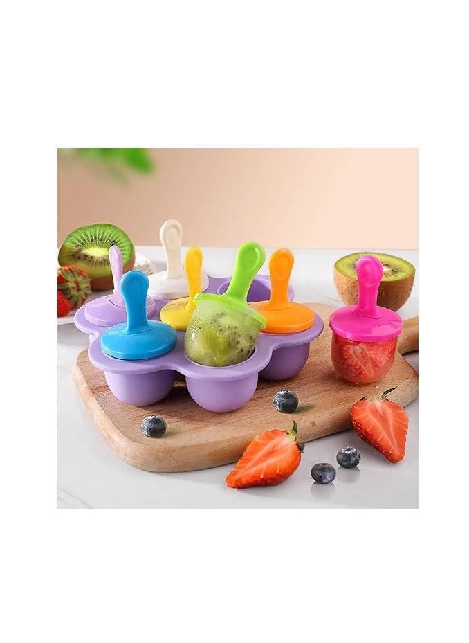 Spaceshoop Silicone Popsicle Molds, 7-Cavity DIY Ice Pop Mold with Colorful Sticks, Homemade Ice Cream Molds for Kids Multicolor  - Image 4