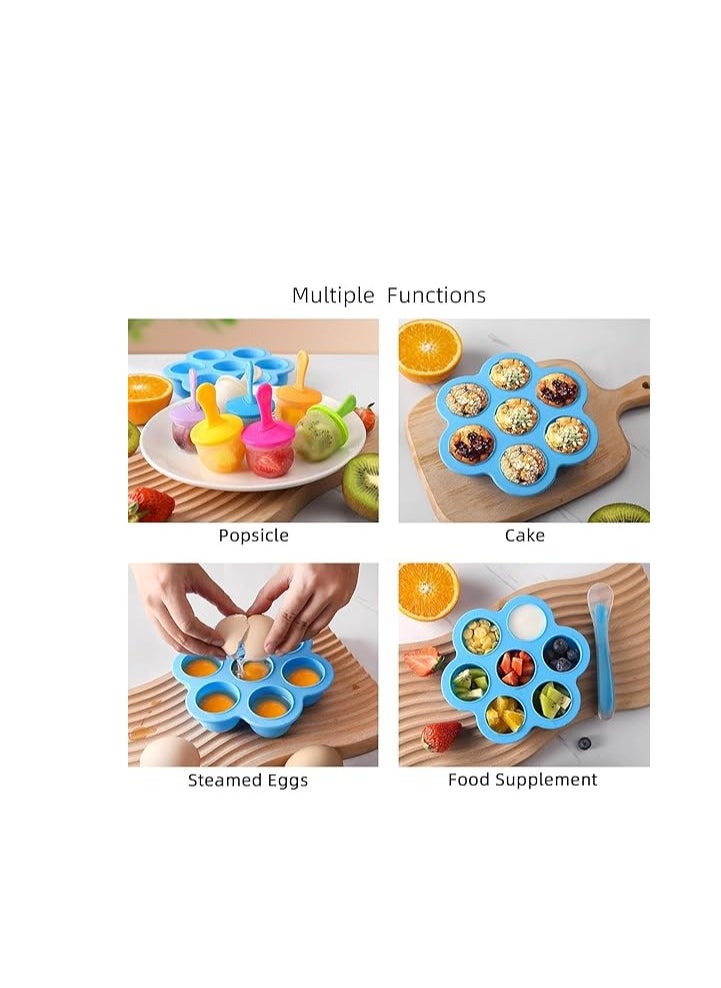 Spaceshoop Silicone Popsicle Molds, 7-Cavity DIY Ice Pop Mold with Colorful Sticks, Homemade Ice Cream Molds for Kids Multicolor  - Image 5