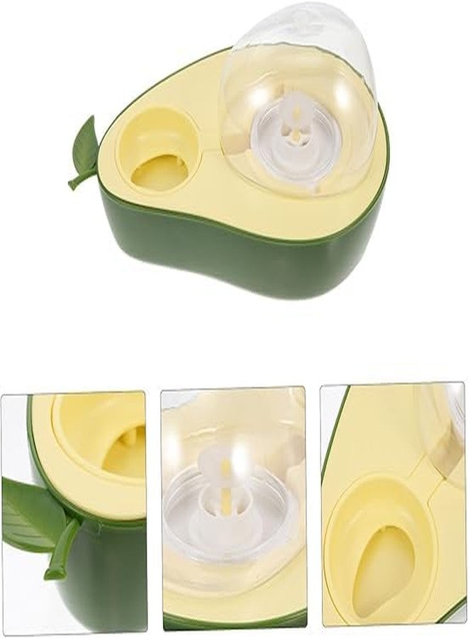 CREDLY Pet Raised Cute Water Bowl Feeder Station Home Cat Waterer Plastic Avocado Pets Drink with for Design Dispenser Bunny Cages Accessory Small Household Puppy(Green Yellow) - Image 2