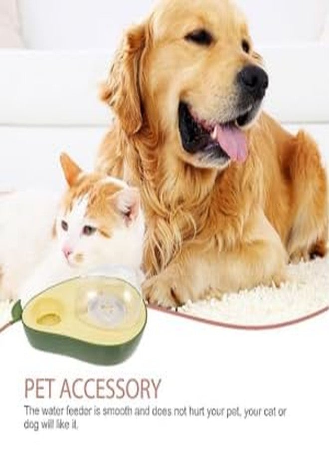 CREDLY Pet Raised Cute Water Bowl Feeder Station Home Cat Waterer Plastic Avocado Pets Drink with for Design Dispenser Bunny Cages Accessory Small Household Puppy(Green Yellow) - Image 3