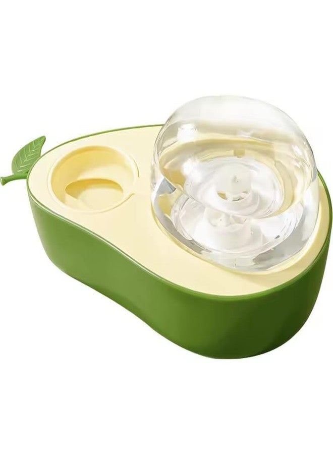 CREDLY Pet Raised Cute Water Bowl Feeder Station Home Cat Waterer Plastic Avocado Pets Drink with for Design Dispenser Bunny Cages Accessory Small Household Puppy(Green Yellow) - Image 1
