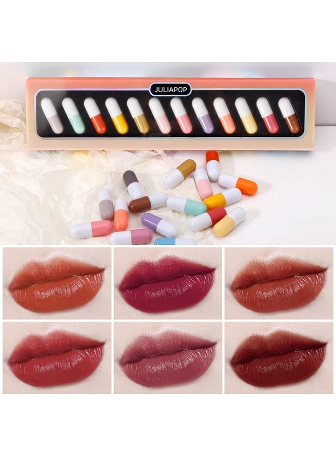 Kusslippe - Mini Lipstick Set, 12 Colors Capsules Matte Pill Shaped Lipstick, Waterproof Long Lasting Mini Capsules Velvet Lipstick Set For Women (12 Pcs) - Image 1