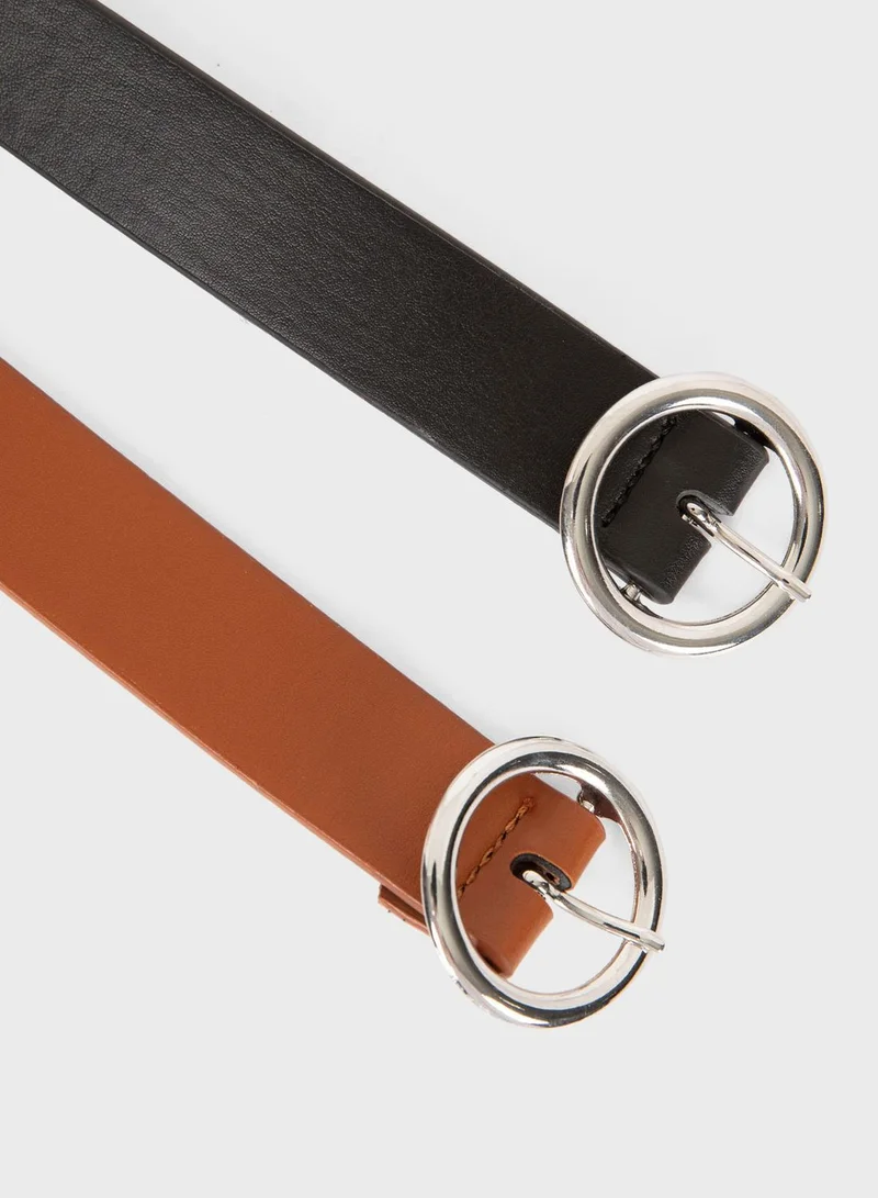 DeFacto Round Buckle Belt Set