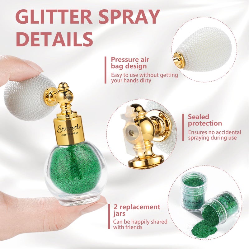 Etercycle Body Shimmer Spray, Green Fine Glitter Spray for Hair and Body, Longwear and Quick Drying Face Shimmer Powder Sparkly Glitter Gifts for Rave Accessories Easter Christmas Halloween Clothes - Image 4