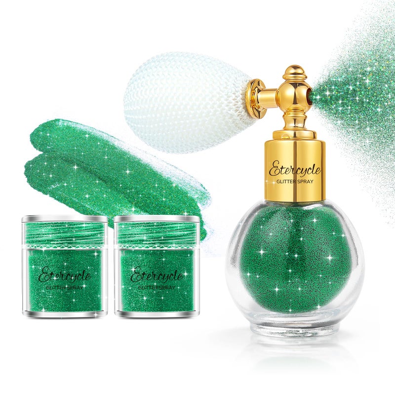 Etercycle Body Shimmer Spray, Green Fine Glitter Spray for Hair and Body, Longwear and Quick Drying Face Shimmer Powder Sparkly Glitter Gifts for Rave Accessories Easter Christmas Halloween Clothes - Image 1