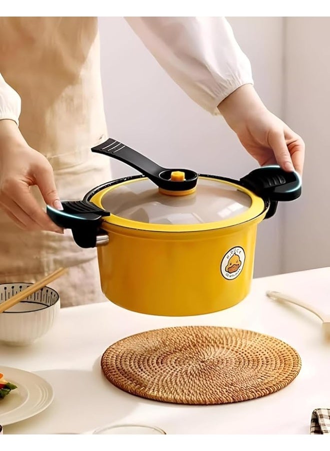 Small duck-shaped saucepan with a glass lid and secure handle – yellow color – multi-purpose - Image 3