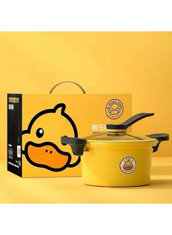 Small duck-shaped saucepan with a glass lid and secure handle – yellow color – multi-purpose - Image 2