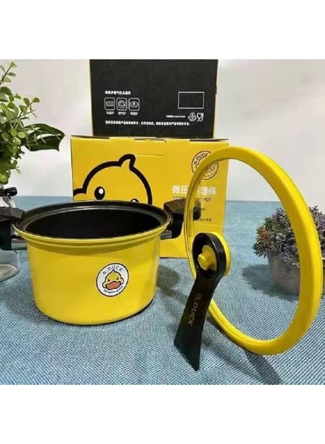 Small duck-shaped saucepan with a glass lid and secure handle – yellow color – multi-purpose - Image 4