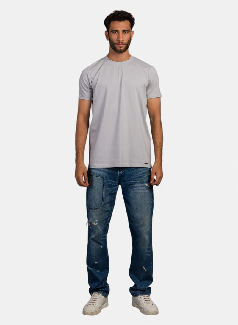 Stache Curved Back O-Neck T-Shirt - Image 1