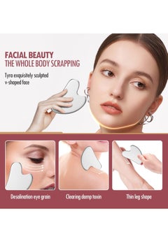 جنرال مدلك الوجه ، أداة تدليك الوجه المعدنية Gua Sha للعناية ببشرة الوجه والعين والجسم ، بكرة الوجه للنساء  - Image 4