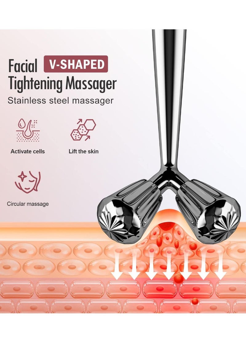 General Face Massager, Metal Face Roller Gua Sha Massage Tool for Face Neck Eye Body Skin Care, Facial Roller for Women  - Image 3