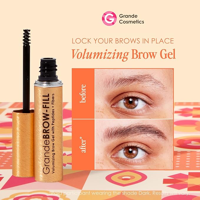 Grande Cosmetics Grande Cosmetics GrandeBROWFILL Volumizing Brow Gel Tinted or Clear Eyebrow Mascara Soft Flexible Hold Water Resistant Light - Image 2