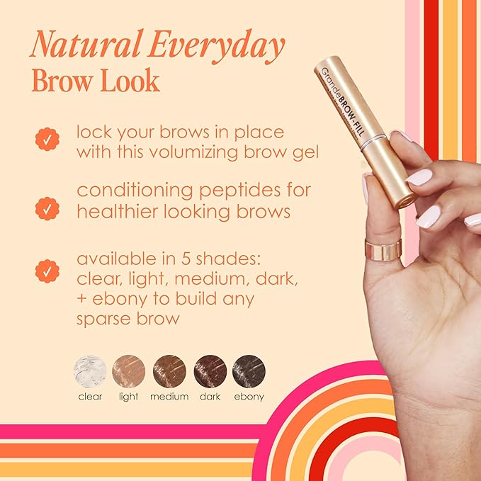 Grande Cosmetics Grande Cosmetics GrandeBROWFILL Volumizing Brow Gel Tinted or Clear Eyebrow Mascara Soft Flexible Hold Water Resistant Light - Image 4