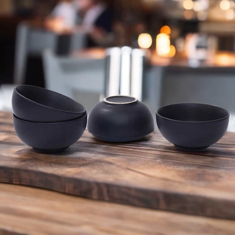 Caffeine Ceramic Handmade Back Matte katori Bowl 200ml (Set of 4) - Image 1