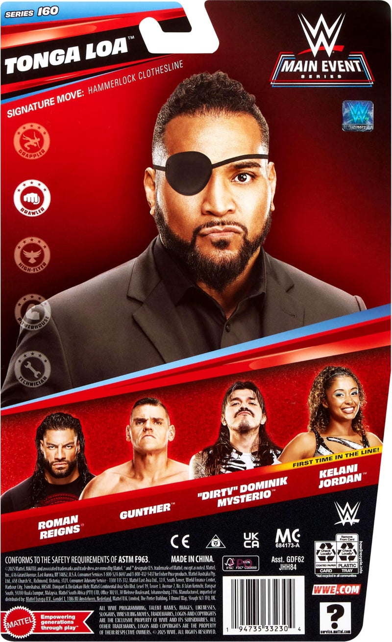 WWE Mattel WWE Tonga Loa Action Figure, Main Event Series #156, 6-inch Collectible Superstar with 14 Articulation Points & Life-Like Look - Image 3