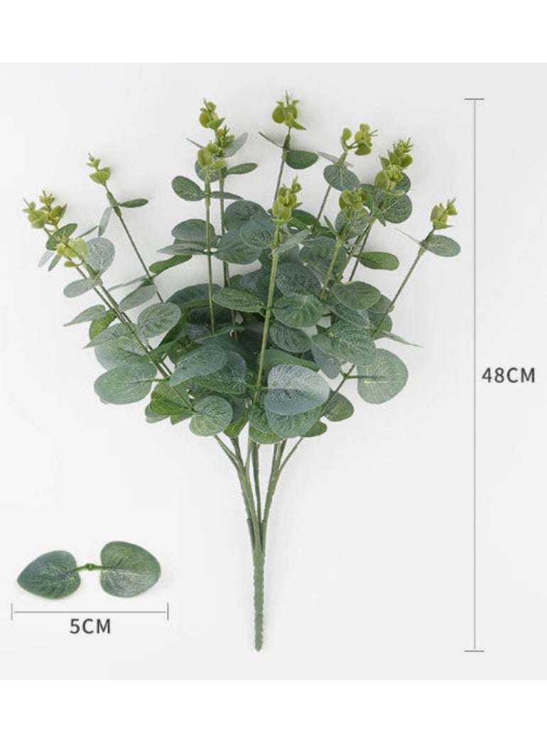 2 Bundles of Simulation Eucalyptus Leaf  Real Touch Leaf Artificial Eucalyptus Stem Faux Eucalyptuses Wedding Bouquet Centerpiece Home Decor - Image 2