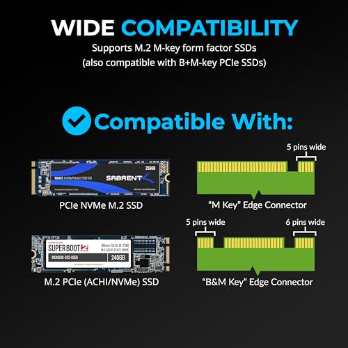 SABRENT محول SABRENT M.2 NVMe SSD إلى PCIe x16 بدون أدوات مع مبرد ألمنيوم، متوافق مع الجيل الخامس، محول PCIe متوافق مع الإصدارات السابقة - Image 4