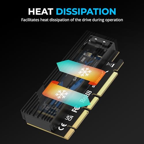 SABRENT محول SABRENT M.2 NVMe SSD إلى PCIe x16 بدون أدوات مع مبرد ألمنيوم، متوافق مع الجيل الخامس، محول PCIe متوافق مع الإصدارات السابقة - Image 5