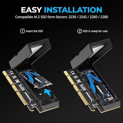 SABRENT محول SABRENT M.2 NVMe SSD إلى PCIe x16 بدون أدوات مع مبرد ألمنيوم، متوافق مع الجيل الخامس، محول PCIe متوافق مع الإصدارات السابقة - Image 2