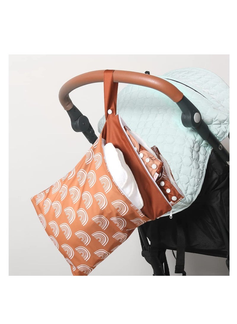Waterproof Reusable Wet Bags with Two Zippered Pockets  Handle - Ideal for Baby Cloth Diapers, Breast Pump Parts, Gym Gear, Toiletries, and Wet Swimsuits (3 Pack) - Image 4