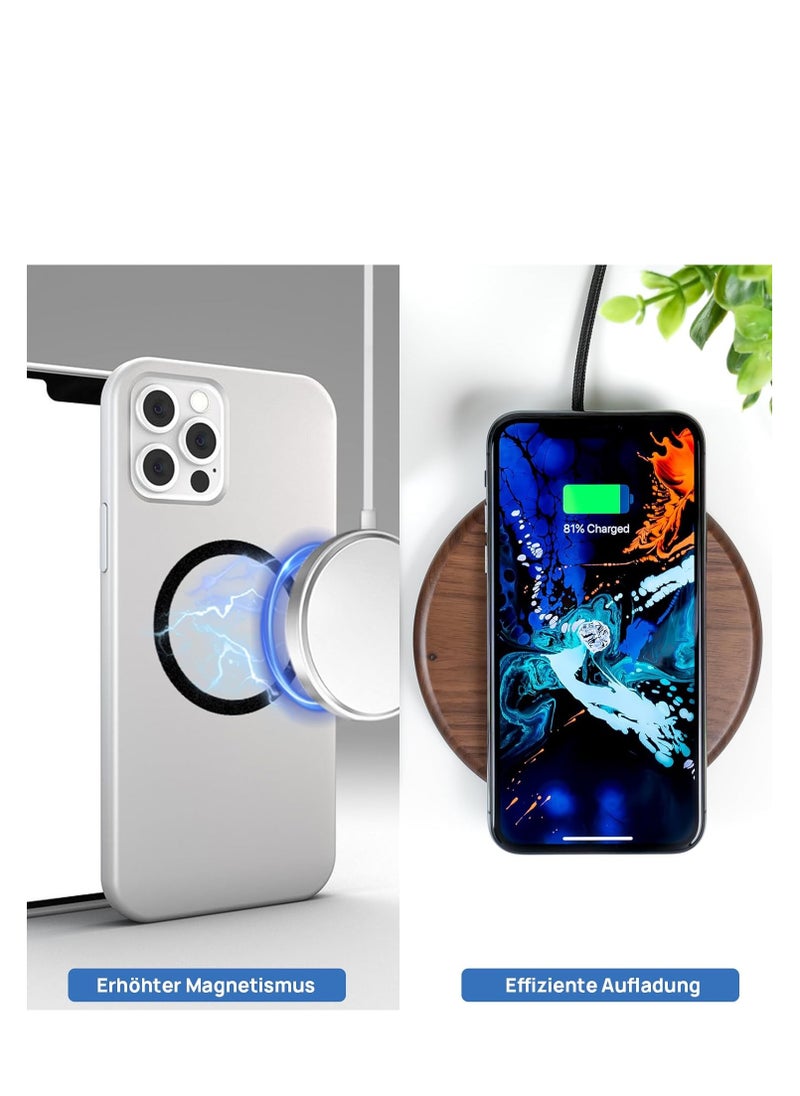 Generic - Pack of 2 Metal Rings with Stickers for Magnetic Charger, Metal Plate Mobile Phone Compatible with MagSafe, Car Magnetic Mobile Phone Holder, Black + Silver - Image 1