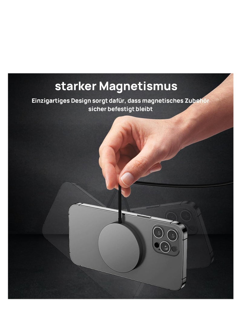 Generic - Pack of 2 Metal Rings with Stickers for Magnetic Charger, Metal Plate Mobile Phone Compatible with MagSafe, Car Magnetic Mobile Phone Holder, Black + Silver - Image 1