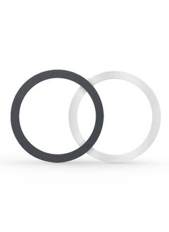 Pack of 2 Metal Rings with Stickers for Magnetic Charger, Metal Plate Mobile Phone Compatible with MagSafe, Car Magnetic Mobile Phone Holder, Black + Silver