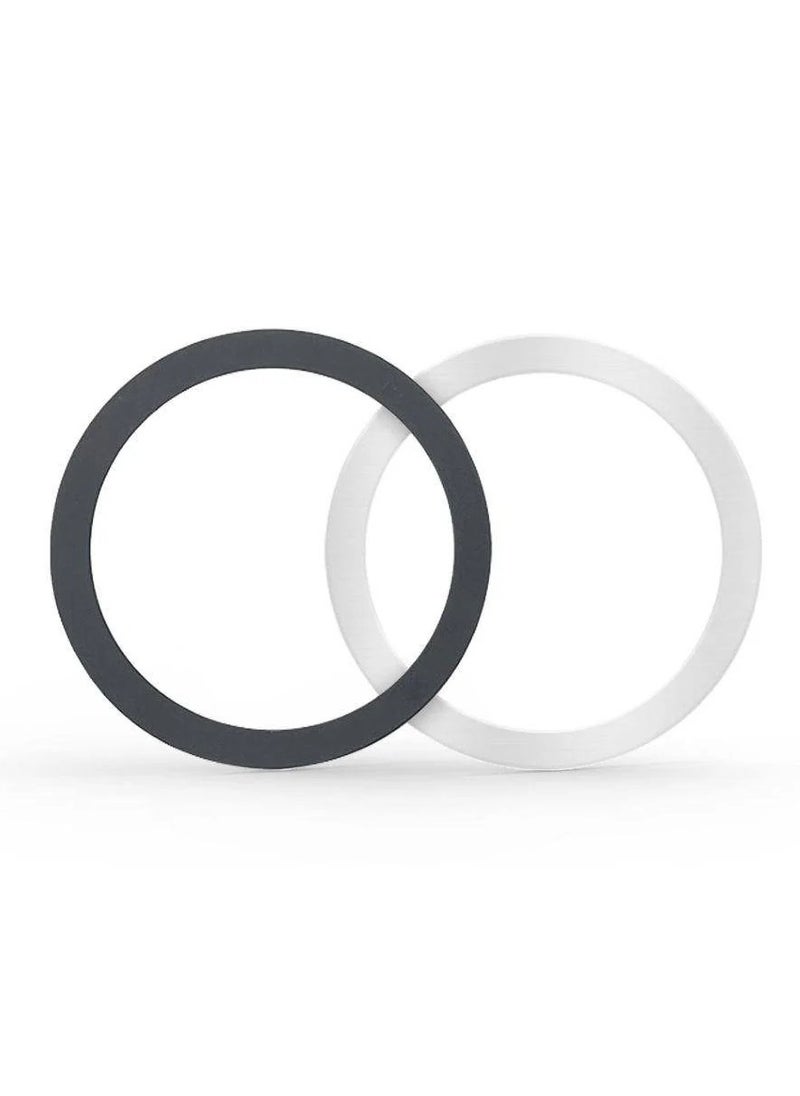 Generic - Pack of 2 Metal Rings with Stickers for Magnetic Charger, Metal Plate Mobile Phone Compatible with MagSafe, Car Magnetic Mobile Phone Holder, Black + Silver - Image 1