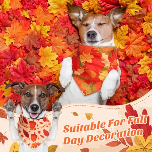 Chunful 120 Pcs Thanksgiving Fall Bandanas Bulk for Dogs Autumn Bandanas with Maple Leaves Pumpkin Soft Bibs Adjustable Triangle Doggie Scarf for Small Medium Large Costume 256 x 177 x 177 Inch - Image 3