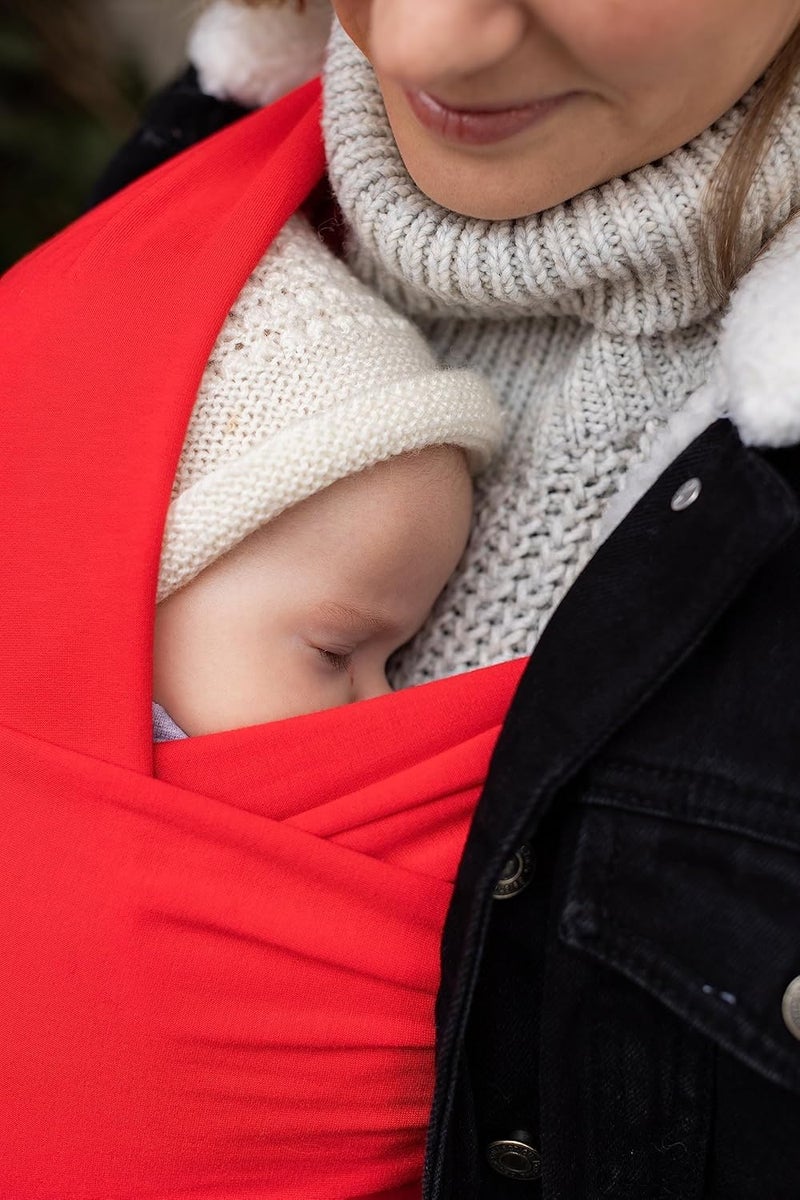 Cuddle Bug CuddleBug Baby Wrap Sling + Carrier - Newborns & Toddlers up to 36 lbs - Hands Free - Gentle, Stretch Fabric - Ideal for Baby Showers - One Size Fits All (Red) - Image 3