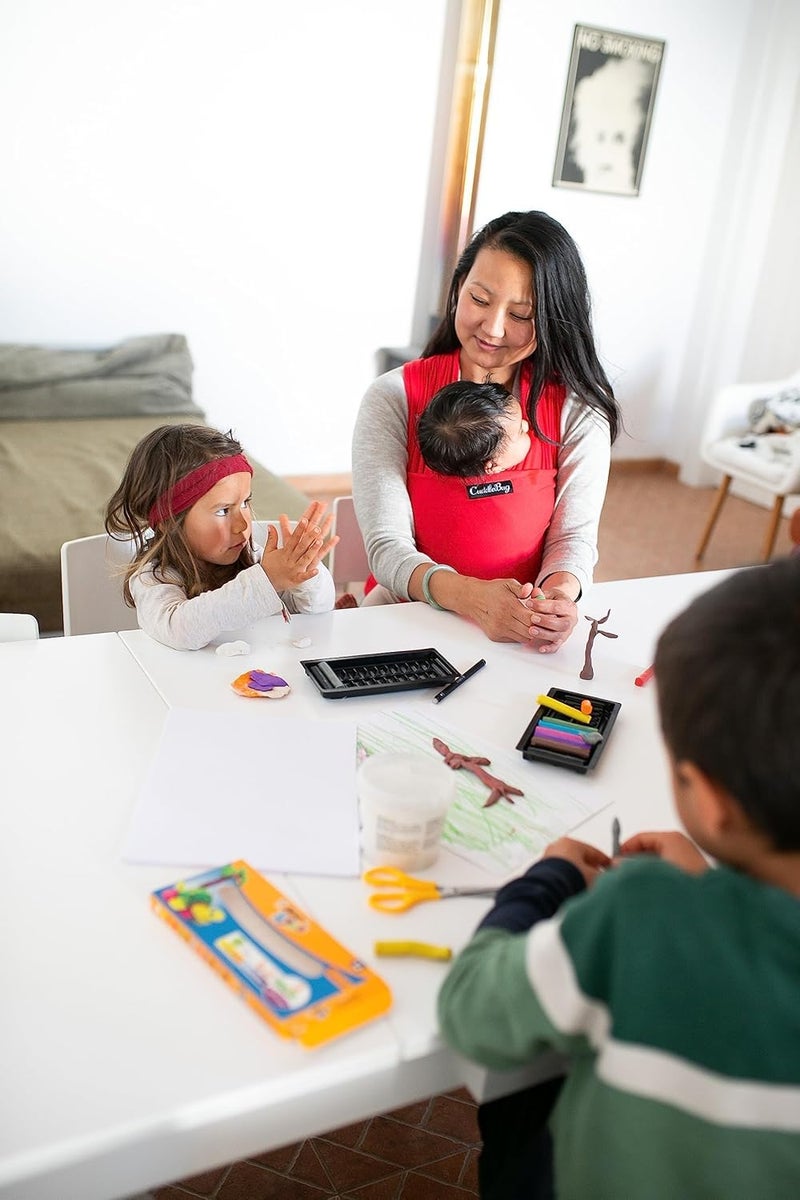 Cuddle Bug CuddleBug Baby Wrap Sling + Carrier - Newborns & Toddlers up to 36 lbs - Hands Free - Gentle, Stretch Fabric - Ideal for Baby Showers - One Size Fits All (Red) - Image 2