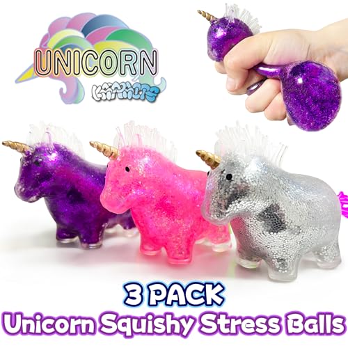 Kawaite Unicorn Squishy Ball Stress Toys 3Pack for Kids and Adults Pull Stretch Animals Colorful Squeeze Toys Squishy Unicorn Stress Ball for Special Needs Easter Basket Stuffers - Image 5