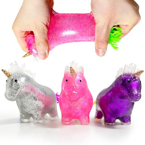 Kawaite Unicorn Squishy Ball Stress Toys 3Pack for Kids and Adults Pull Stretch Animals Colorful Squeeze Toys Squishy Unicorn Stress Ball for Special Needs Easter Basket Stuffers - Image 1