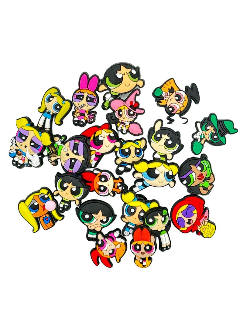 Powerpuff Girls Jibbitz Shoe Decoration Charms Crocs Shoes Slippers and Mini Charm Bracelet Wristband for Men Women and Kids - Image 1