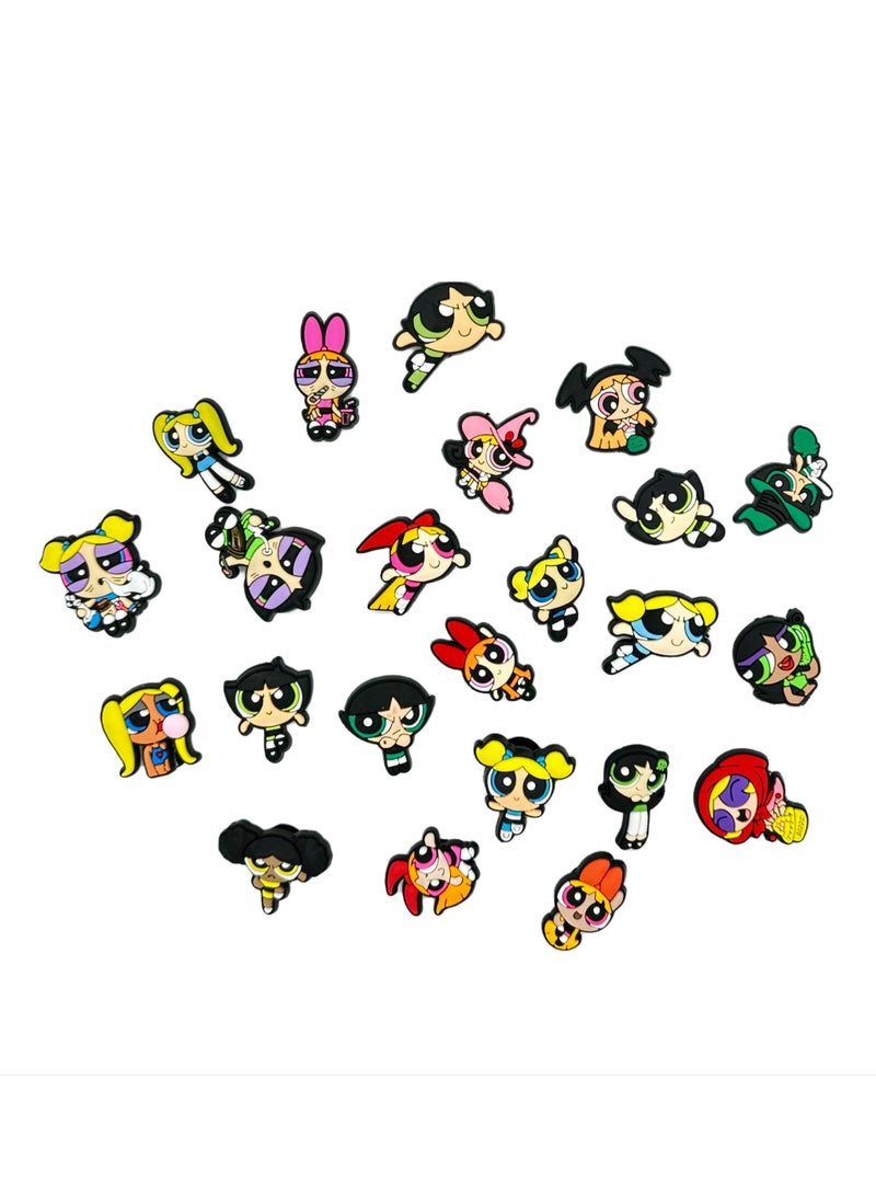 Powerpuff Girls Jibbitz Shoe Decoration Charms Crocs Shoes Slippers and Mini Charm Bracelet Wristband for Men Women and Kids - Image 2