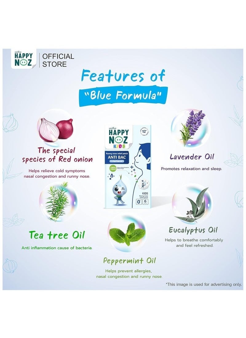 Happy Noz Happy Noz, Onion Sticker Anti Pollution Formula, Plus Clove Oil, antioxidant to Detox PM 2.5, 6 satchet/Box , 100% Organic. Fast Action and 12 Hours Duration Anti Bac Runny Nose Relief Patch -Kids(Blueï¼Packaging may vary  - Image 4