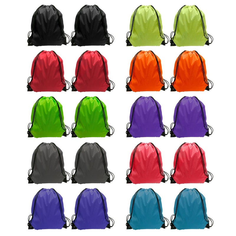 GoodtoU Drawstring Bags Bulk 20 Pack, Nylon Cinch Backpack String Bags for Gym Sports Travel Party, Lightweight Drawstring Backpack for Women Men Kids, 15.5x13.5 Inch, 10 Colors - Image 1